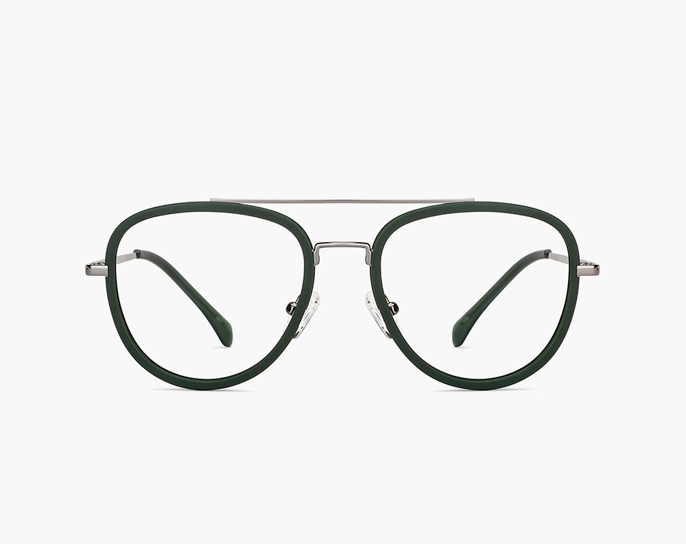 Transparent lens & green rounded sunglasses