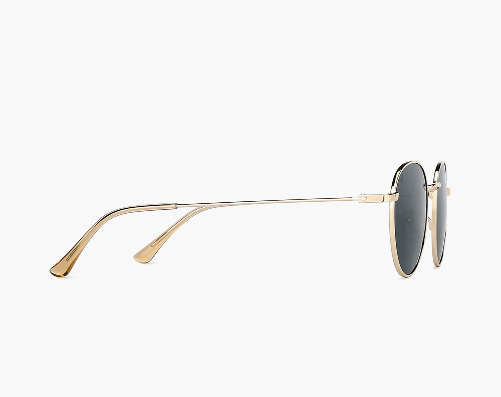 Grey lens & gold toned oval sunglasses - Image 3