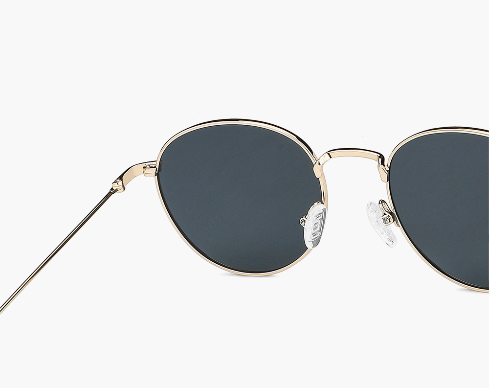 Grey lens & gold toned oval sunglasses - Image 4