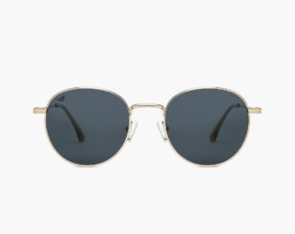 Grey lens & gold toned oval sunglasses