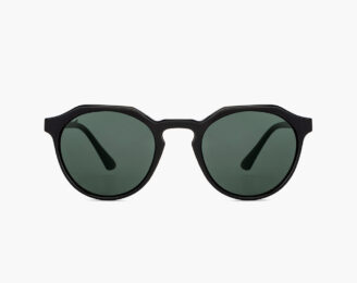 Green lens & black round sunglasses